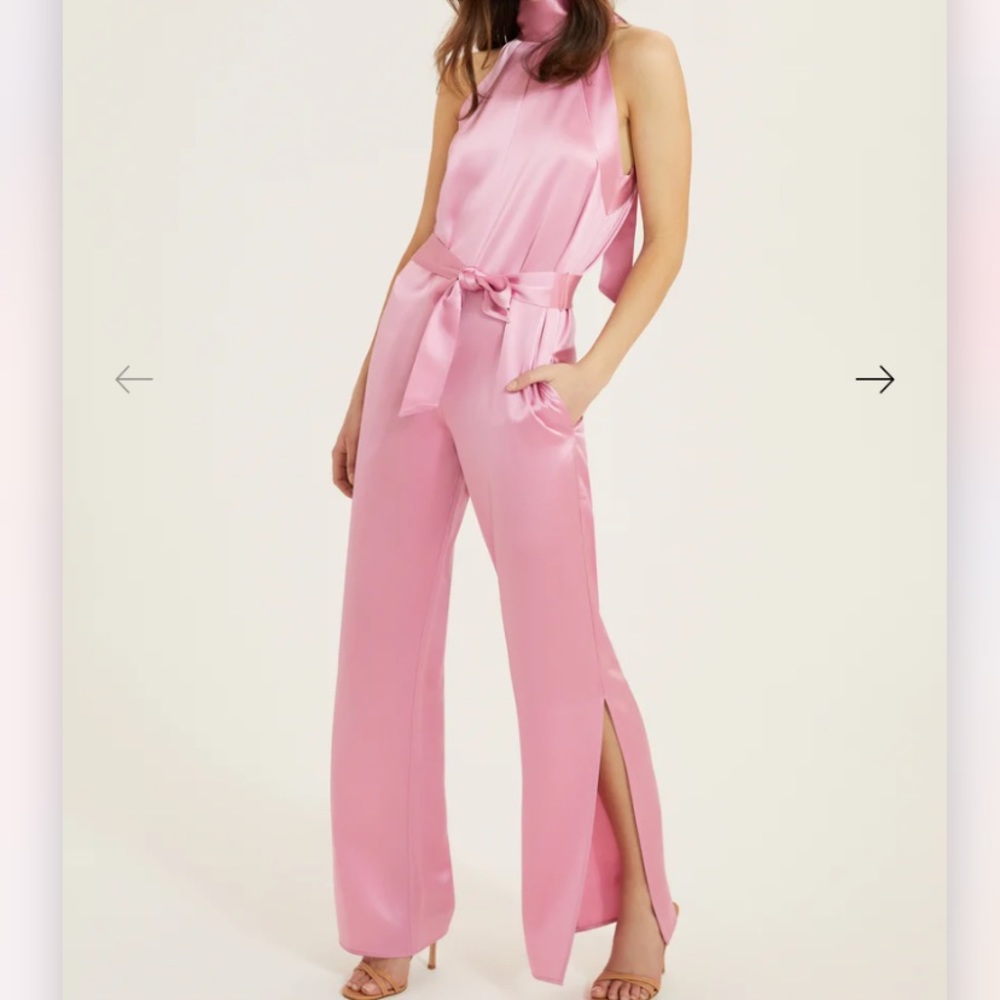 Something Navy Silky Halter Jumpsuit